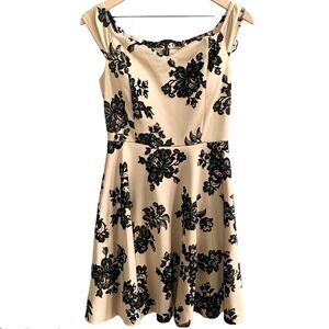 FE Forever Nude and Black Velvet Floral Dress NWT